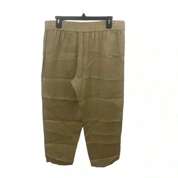Eileen Fisher Light Tan 100% Linen Cropped Pull On Pants - Picture 2 of 5